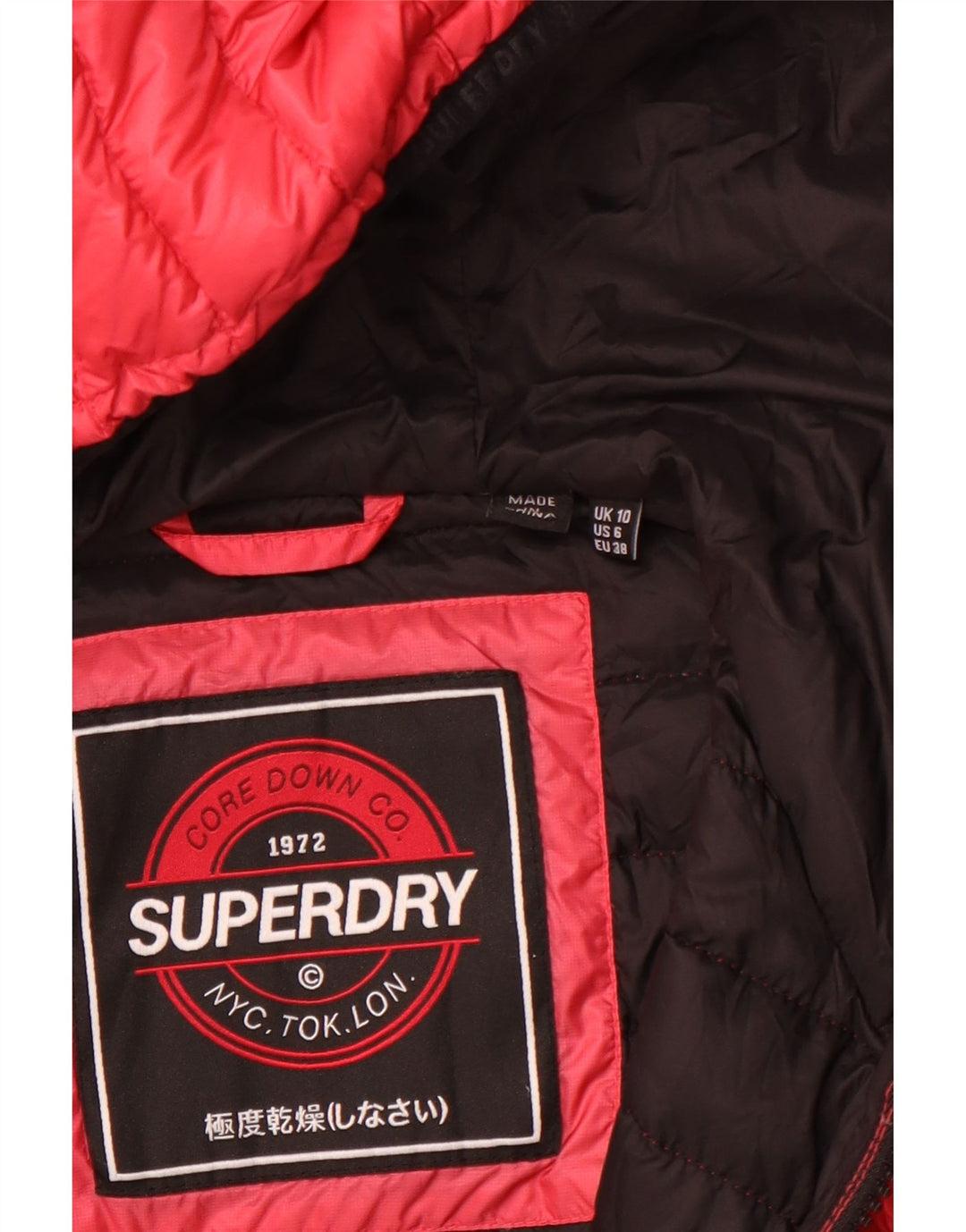 SUPERDRY ženska podstavljena jakna s kapuljačom UK 10 Mala ružičasta