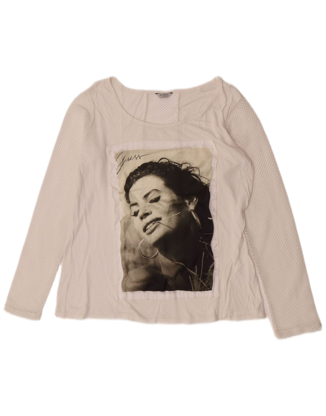 Guess Ženska majica dugih rukava s grafikama UK 14 Srednje bijela