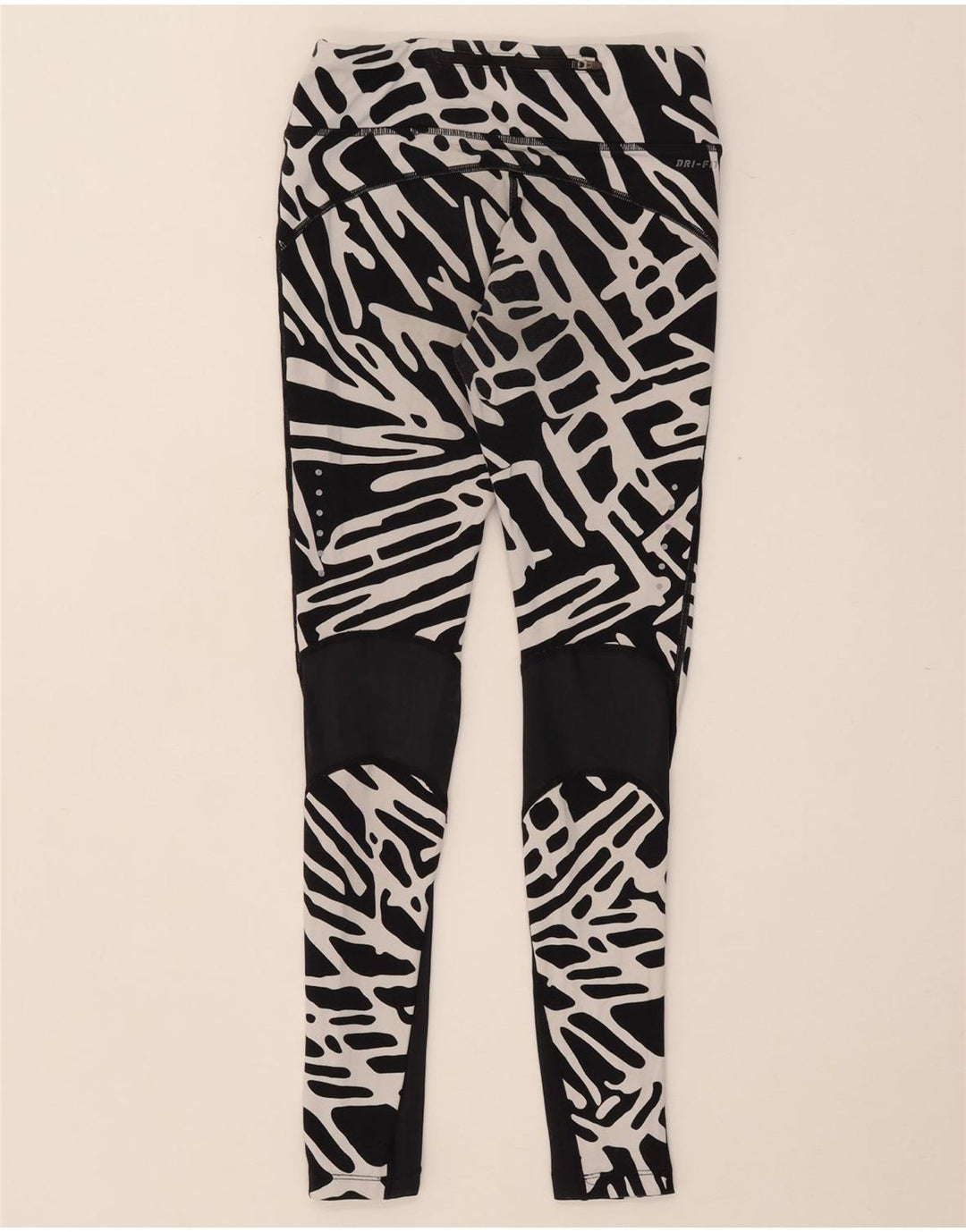 NIKE ženske tajice Dri Fit s apstraktnim uzorkom UK 8 Male crne najlonske