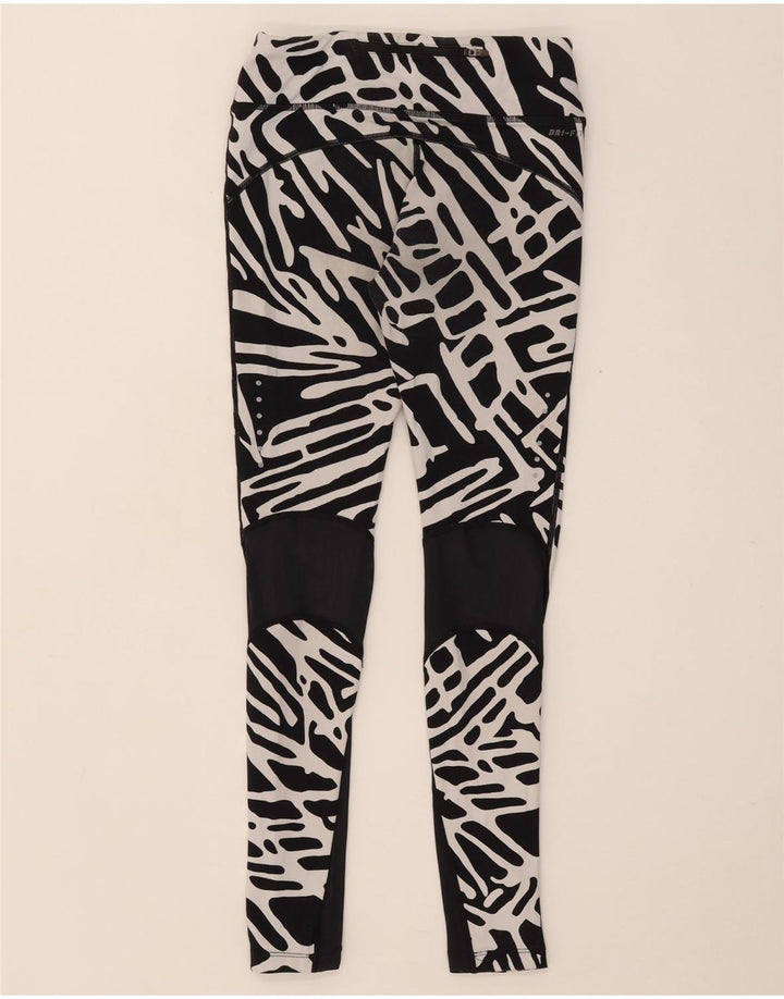 NIKE ženske tajice Dri Fit s apstraktnim uzorkom UK 8 Male crne najlonske