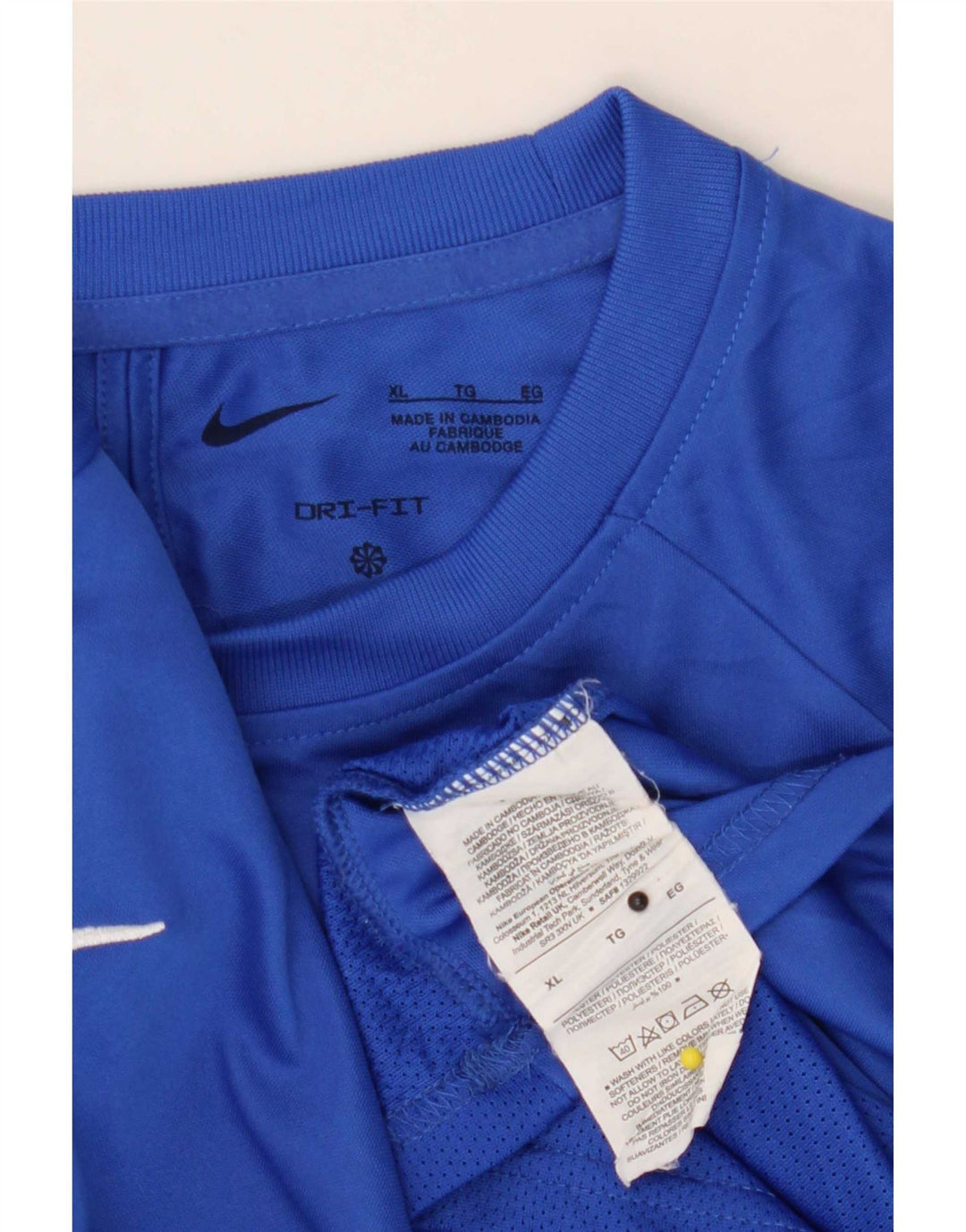 Nike Dri Fit T-Shirt Top XL Blue Colourblock Poliester