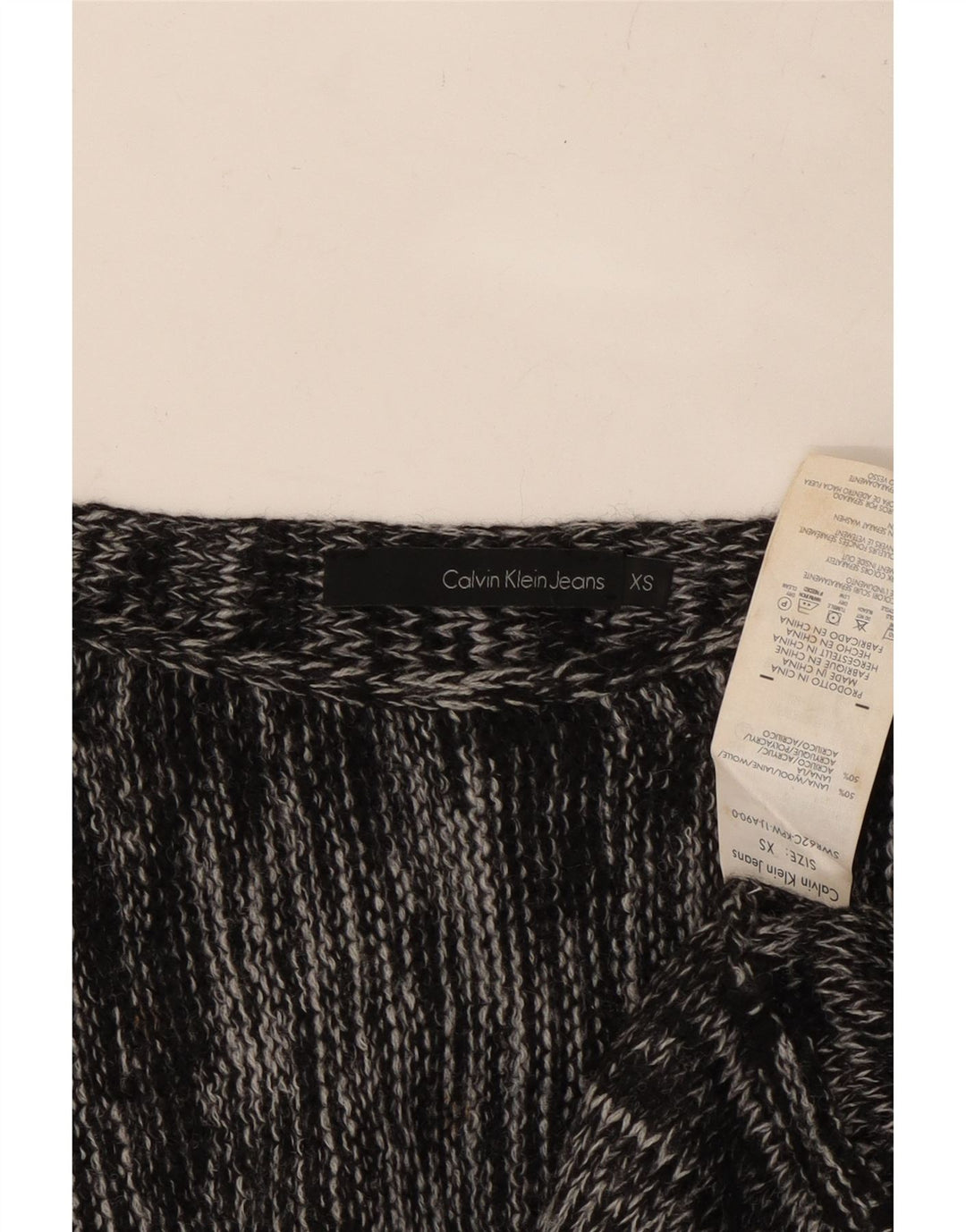 CALVIN KLEIN JEANS Ženski džemper s lađastim izrezom UK 6 XS sivo s pjegama