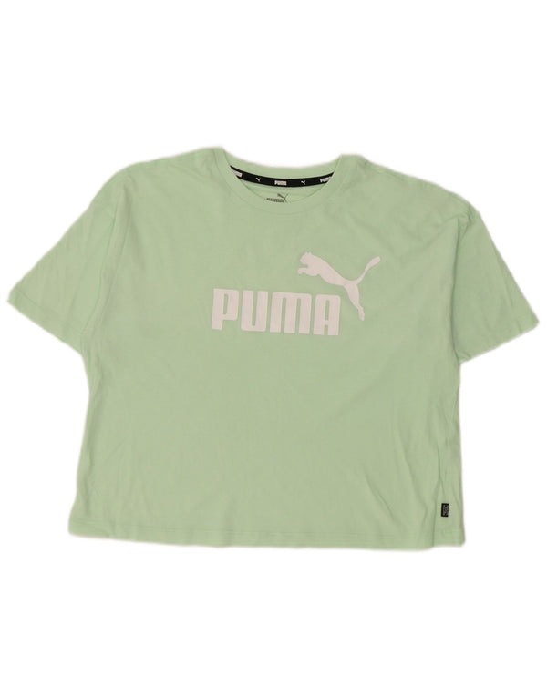 Puma Womens Crop Oversized Graphic T-Shirt Top UK 6 XS Green