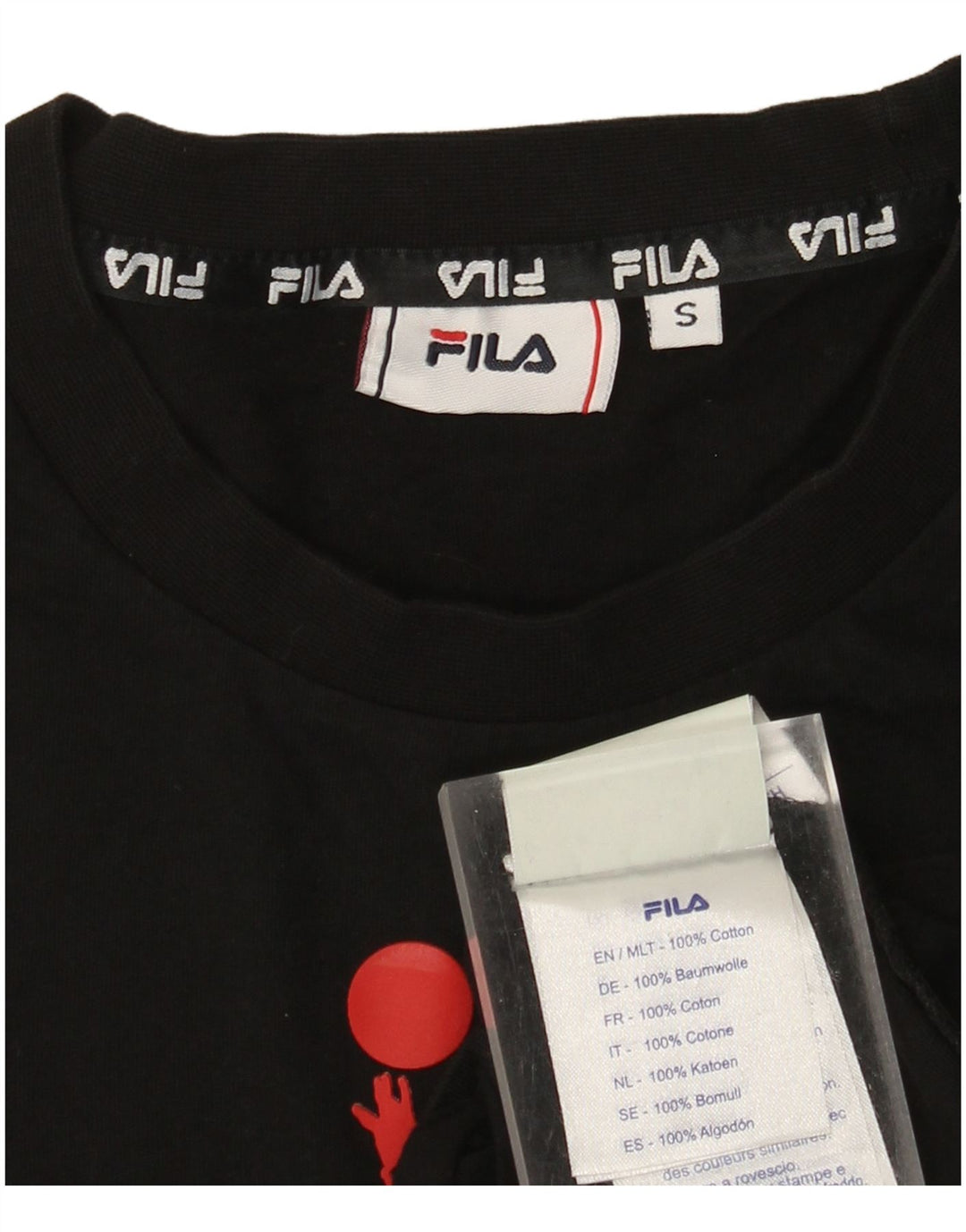 Fila muška majica kratkih rukava s grafičkim motivima, mala, crna pamučna