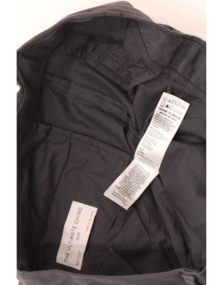 Marks & Spencer muške uske chino hlače W30 L33 sivi pamuk