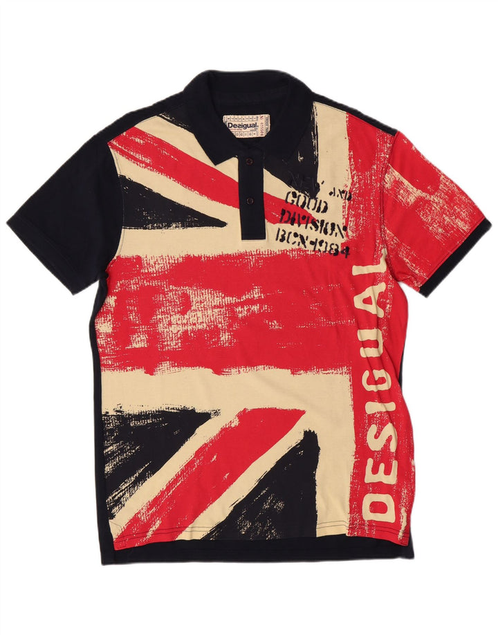 DESIGUAL muška polo majica s grafičkim motivima, veliki tamnoplavi pamuk