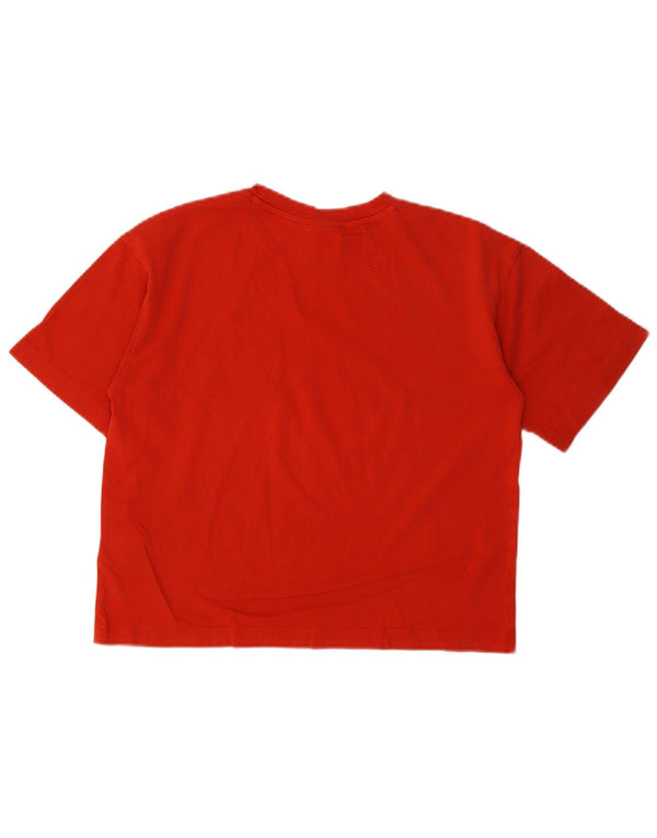 Champion Womens Crop Graphic T-Shirt Top UK 10 Small Red Cotton
