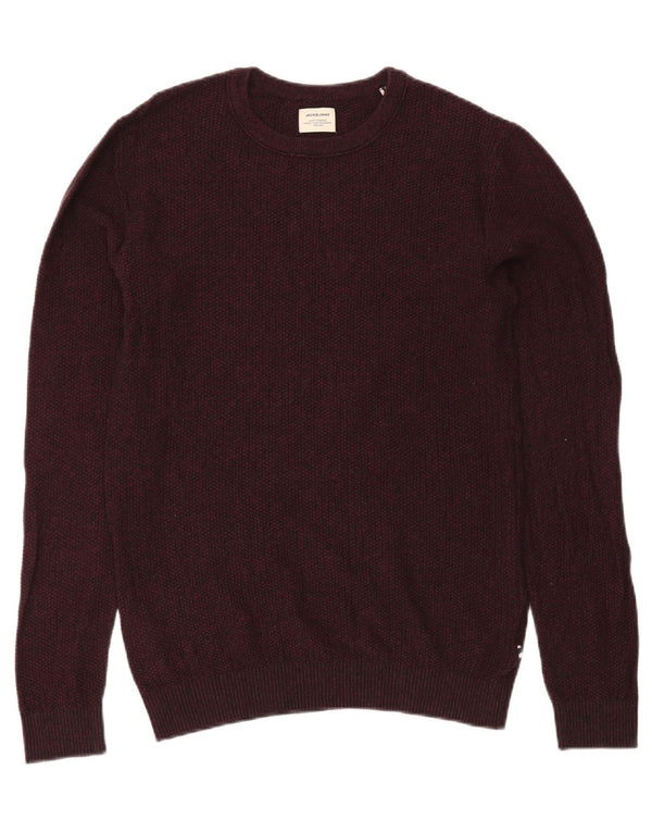 Jack & Jones muški džemper s okruglim izrezom, srednji tamnocrveni flekasti pamuk