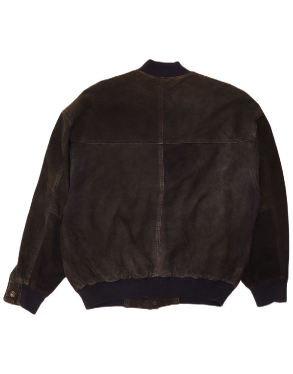 Vintage muška bomber jakna od brušene kože UK 42 XL siva koža