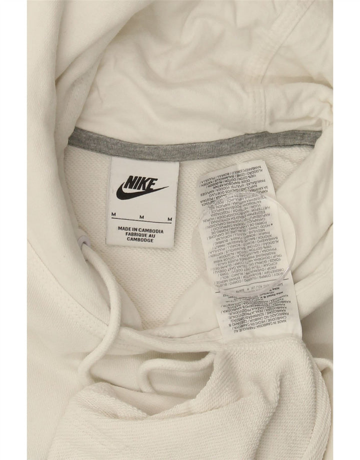 NIKE Mens Graphic Hoodie Jumper Medium White Cotton