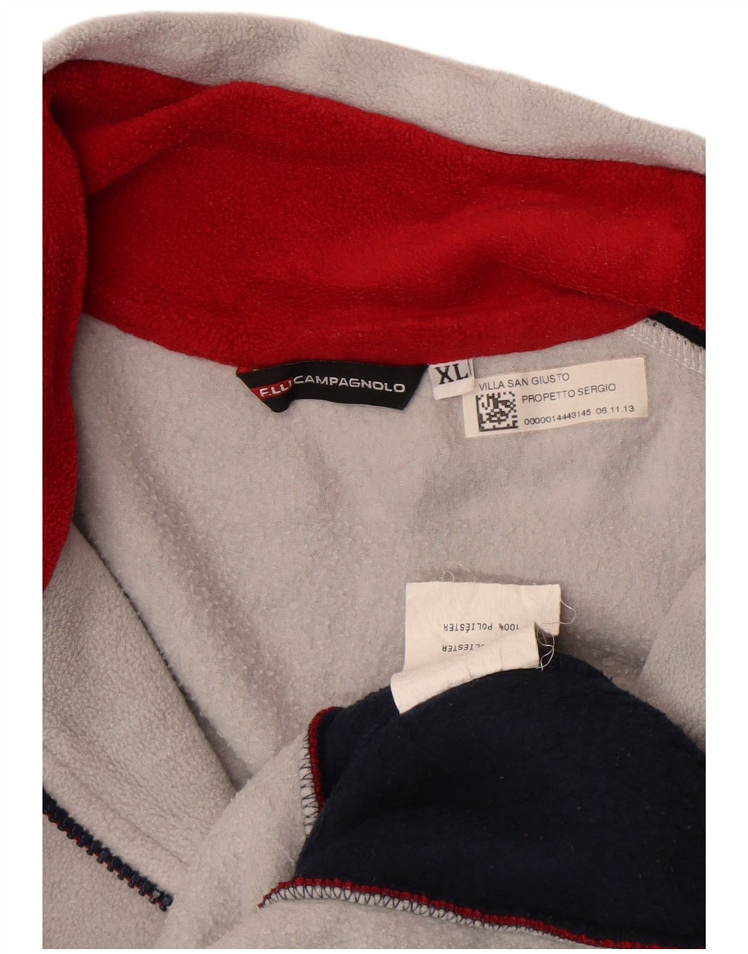 Vintage muški džemper od flisa s patentnim izrezom XL u sivoj boji od poliestera