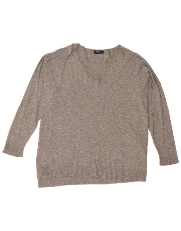 Polo Ralph Lauren ženski veliki džemper s V-izrezom UK 16 Large Grey