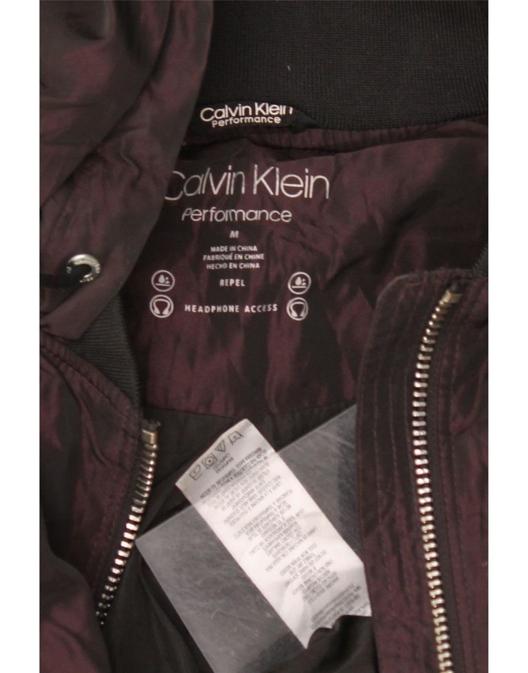 CALVIN KLEIN Ženska prevelika bomber jakna s kapuljačom UK 14 srednje tamnocrvena