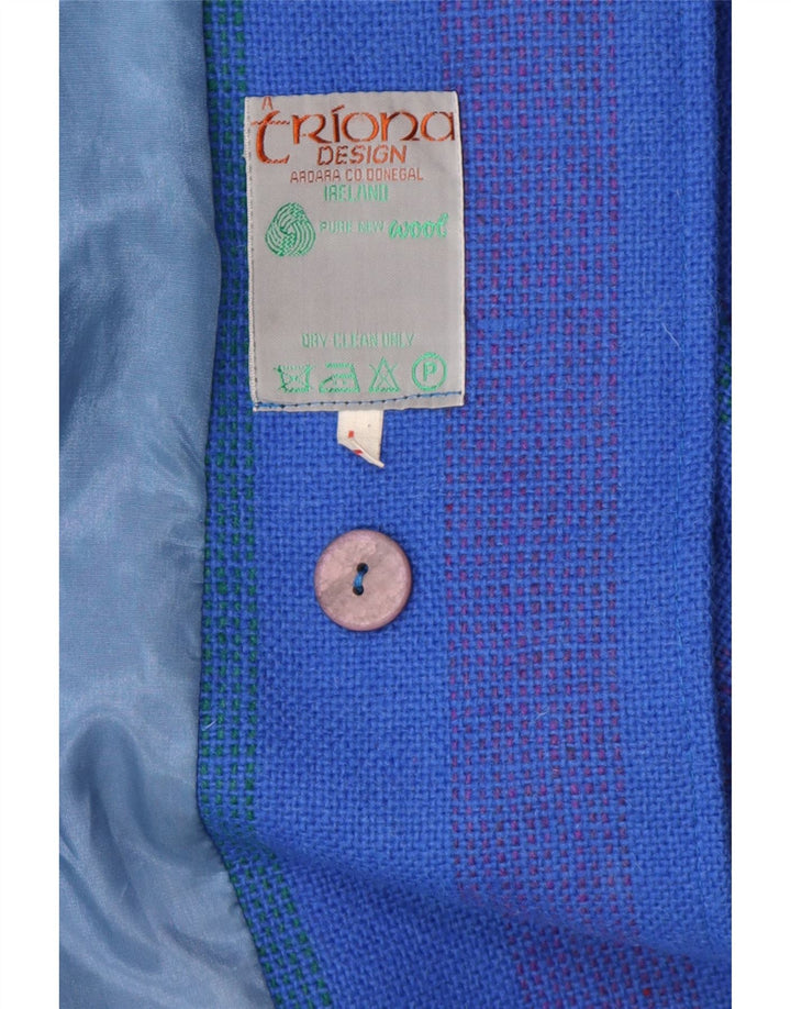 Triona ženski vuneni kaput s plaštom UK 16 Nova vuna na velike plave pruge