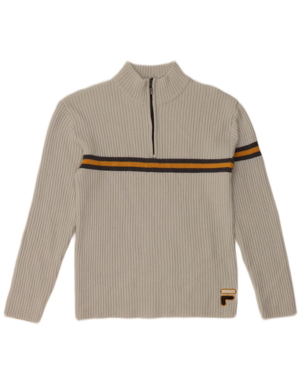 FILA ženski džemper s izrezom s patentnim zatvaračem UK 10 Mali vuneni sivi prugasti