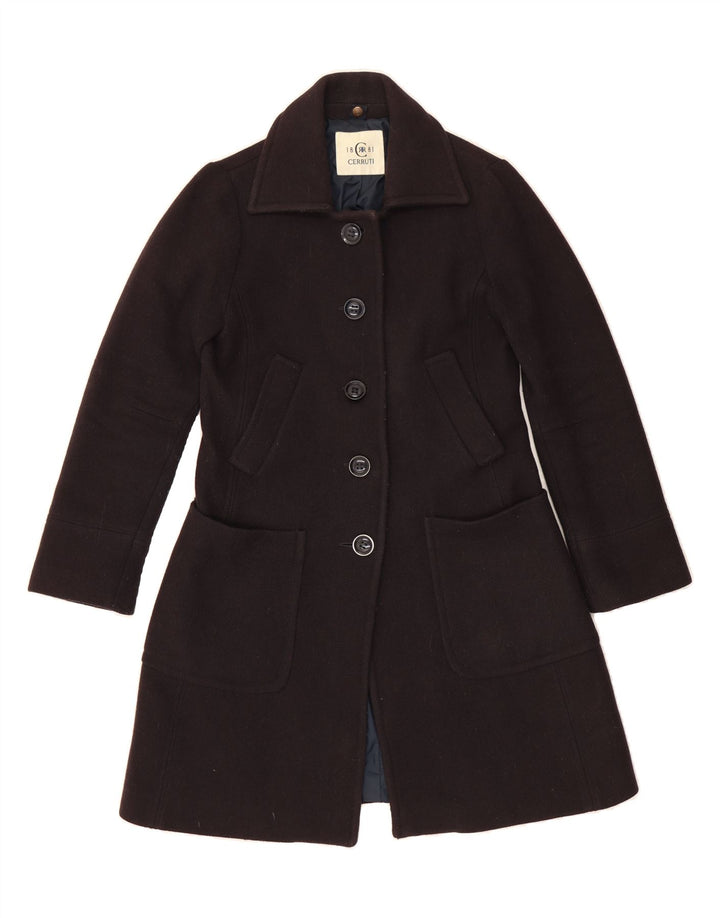 CERRUTI 1881 Womens Overcoat IT 40 Small Black Wool Vintage Cerruti 1881 and Second-Hand Cerruti 1881 from Messina Hembry 