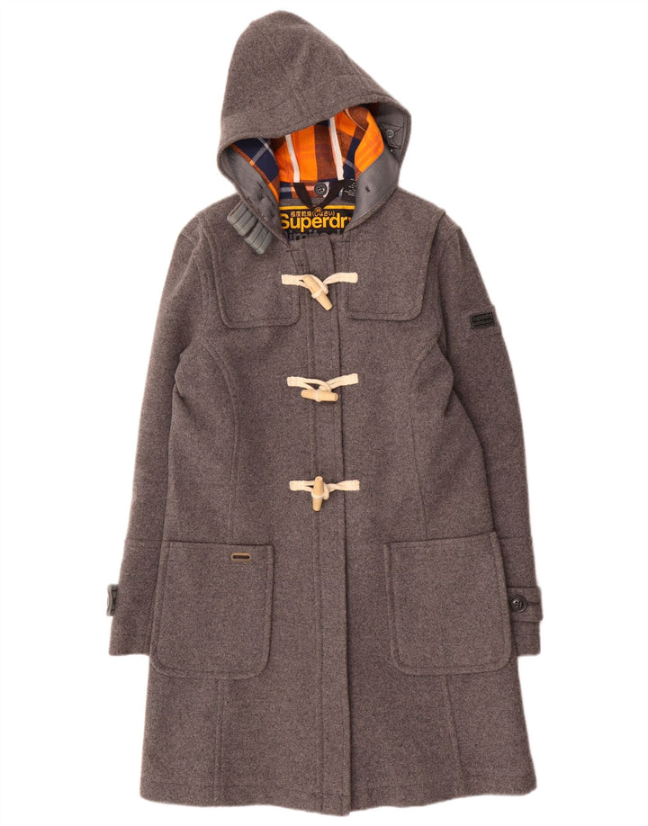 Superdry ženski duffle kaput s kapuljačom UK 12 Srednje siva vuna