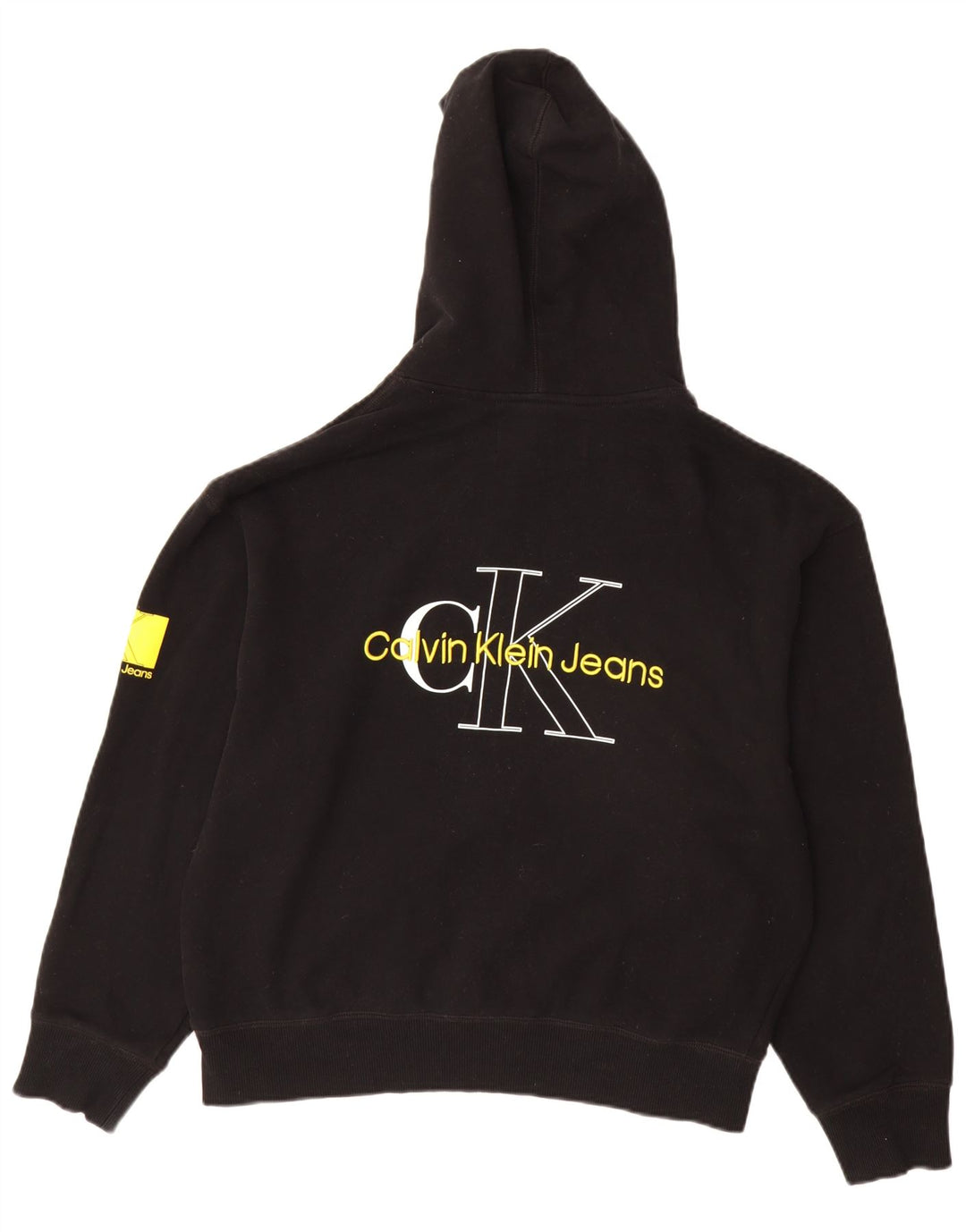 CALVIN KLEIN JEANS Muški džemper s kapuljačom s kapuljačom srednje veličine, crni pamuk