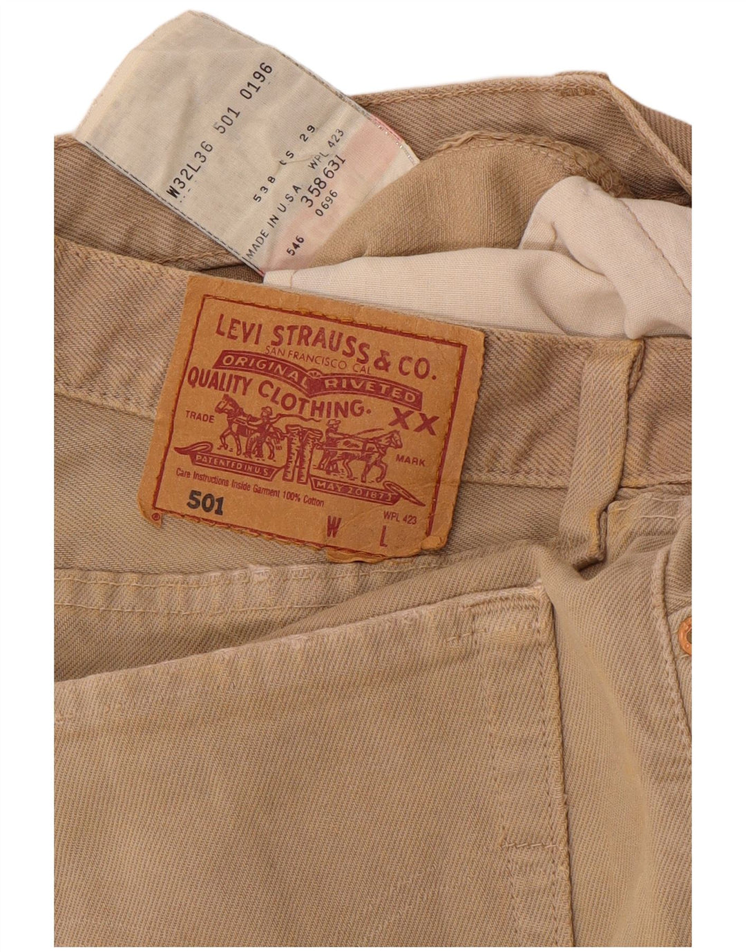 LEVI'S muške 501 traper kratke hlače W32 srednje bež pamuk