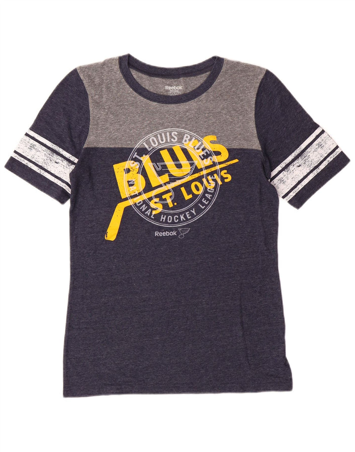 Reebok ženska majica kratkih rukava s grafičkim motivima UK 14 velika tamnoplava poliester