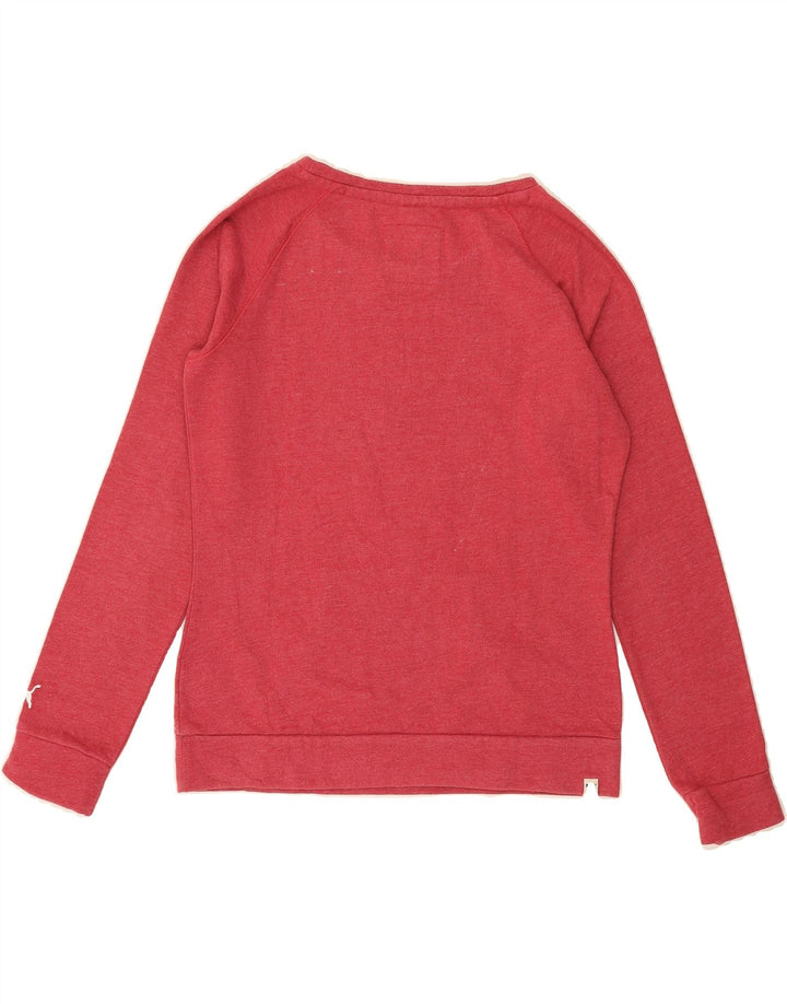 PUMA Womens Graphic Sweatshirt Jumper UK 12 Medium  Pink Cotton Vintage Puma and Second-Hand Puma from Messina Hembry 