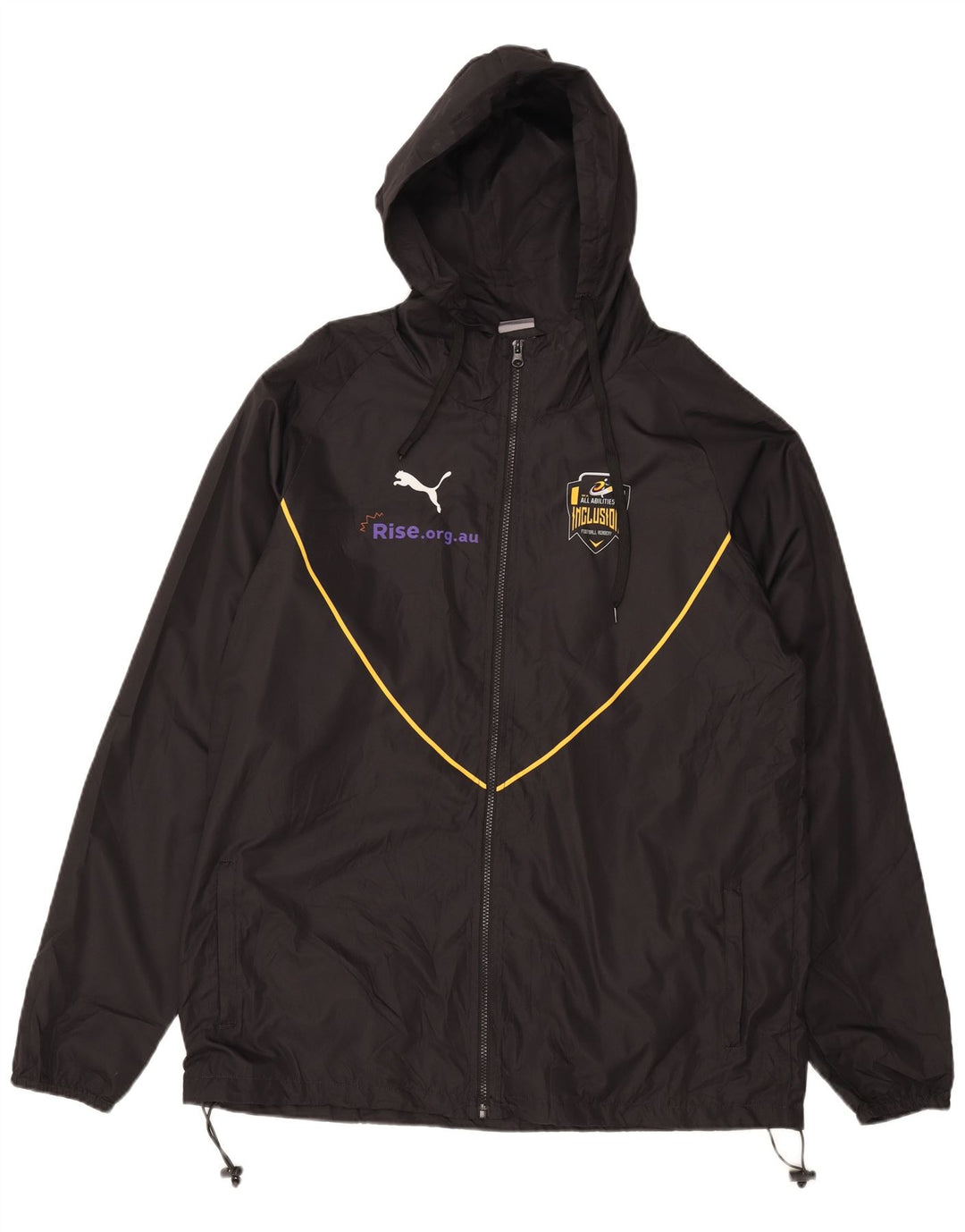 PUMA Mens Graphic Hooded Rain Jacket UK 42 XL Black Polyester