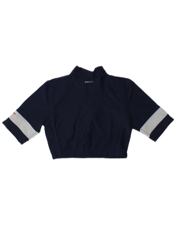 Nike Girls Zip Neck Pullover Top Trenirka 12-13 Years Large Navy Blue