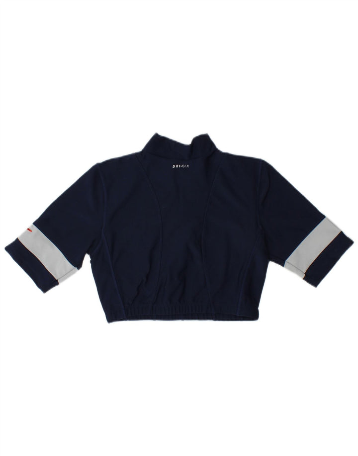 Nike Girls Zip Neck Pullover Top Trenirka 12-13 Years Large Navy Blue