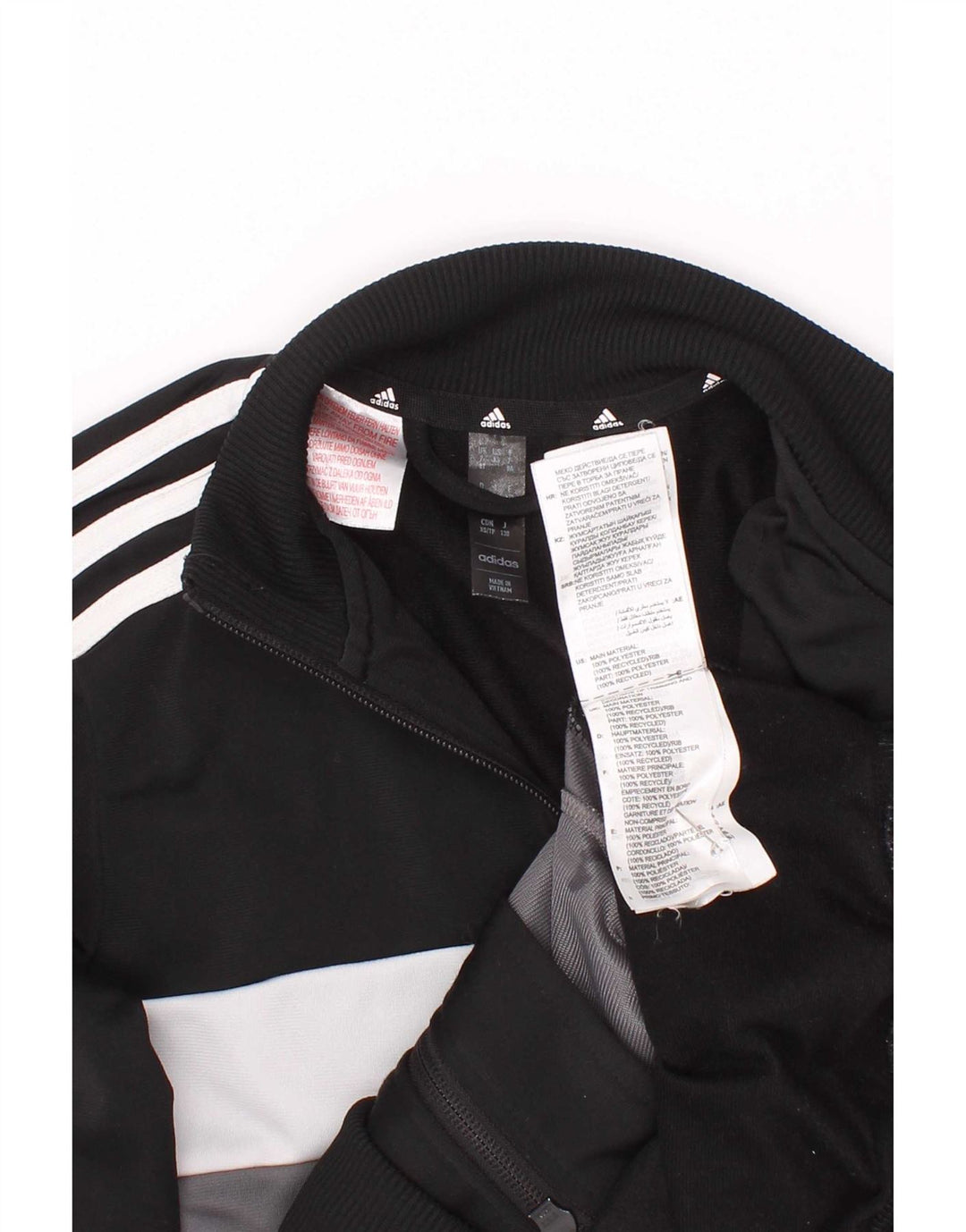 Gornja jakna od trenirke Adidas za dječake 7-8 godina, crna poliesterska boja