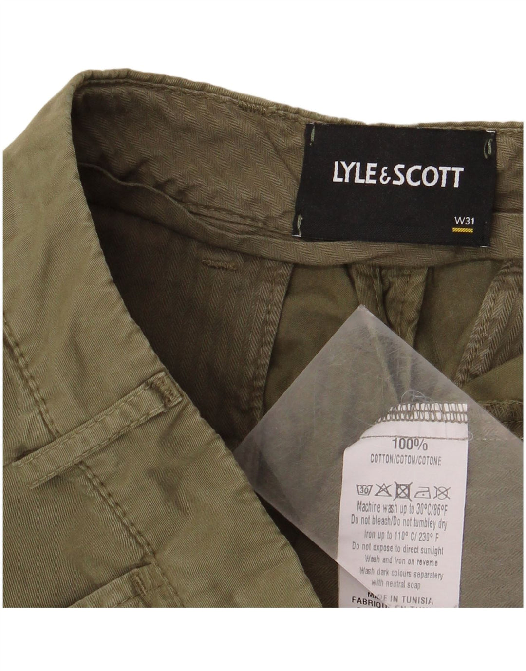 Lyle & Scott muške chino kratke hlače W31, srednji kaki pamuk