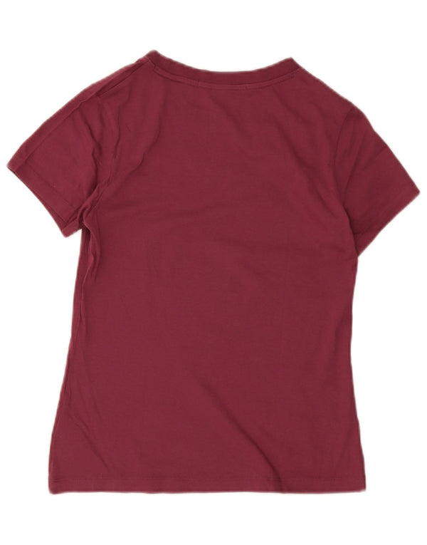Calvin Klein Jeans Ženska grafička majica kratkih rukava UK 8 Small Burgundy Cotton