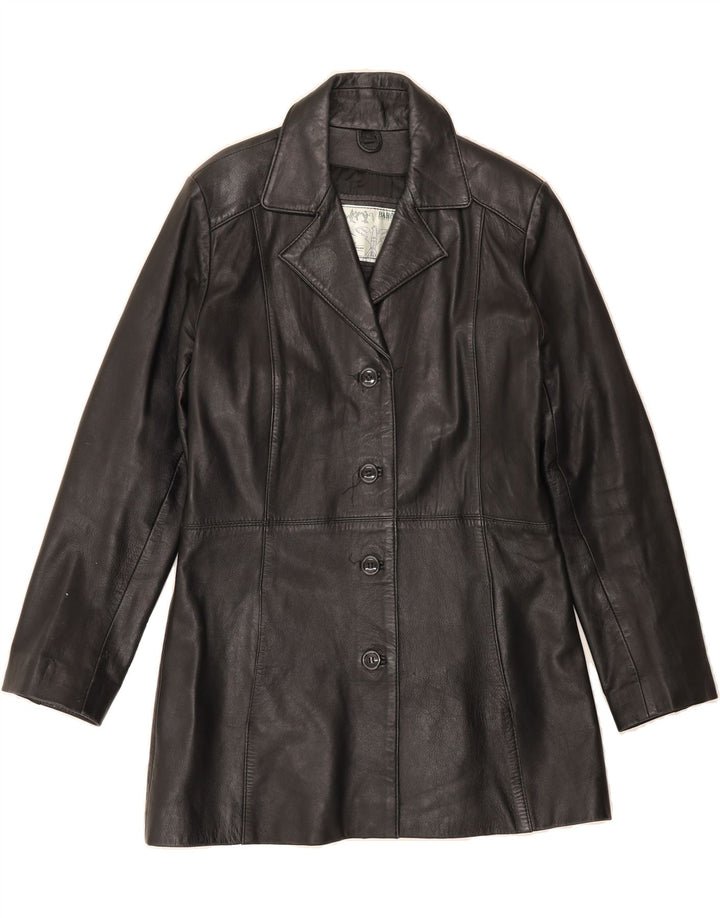 VINTAGE Womens Leather Coat UK 18 XL Black Leather Vintage Vintage and Second-Hand Vintage from Messina Hembry 