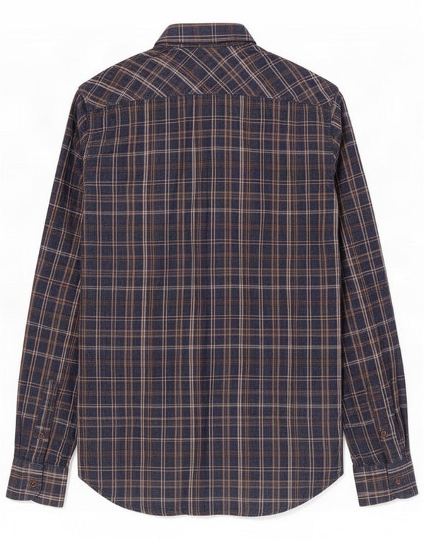 Marlboro Classics Mens Custom Fit Flanel Shirt Large Blue Karirani Pamuk