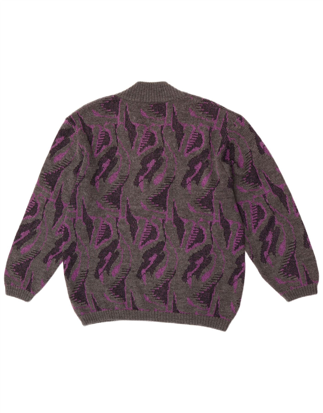 Ženski džemper s apstraktnim uzorkom s V-izrezom UK 16 Veliki sivi Rasica