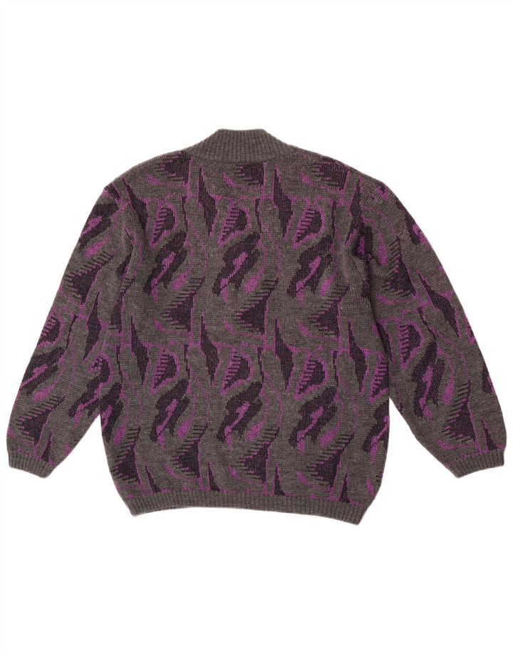 Ženski džemper s apstraktnim uzorkom s V-izrezom UK 16 Veliki sivi Rasica