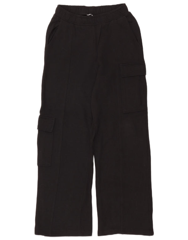 Zara Womens Cargo Tracksuit Trousers UK 10 Small Black Cotton