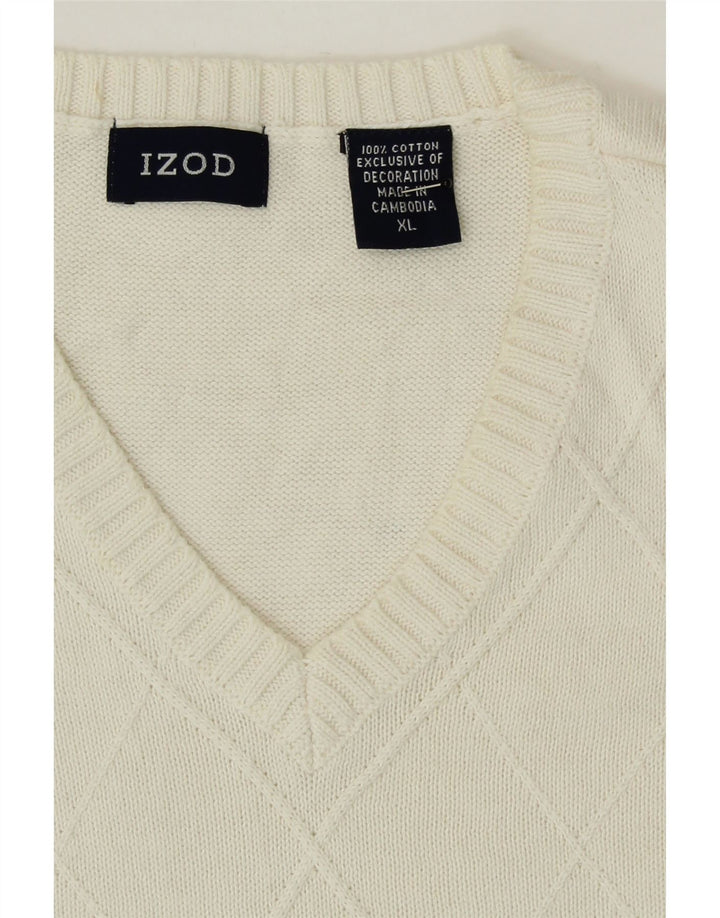 IZOD Mens Vest Tank Top XL White Argyle/Diamond Cotton Vintage Izod and Second-Hand Izod from Messina Hembry 