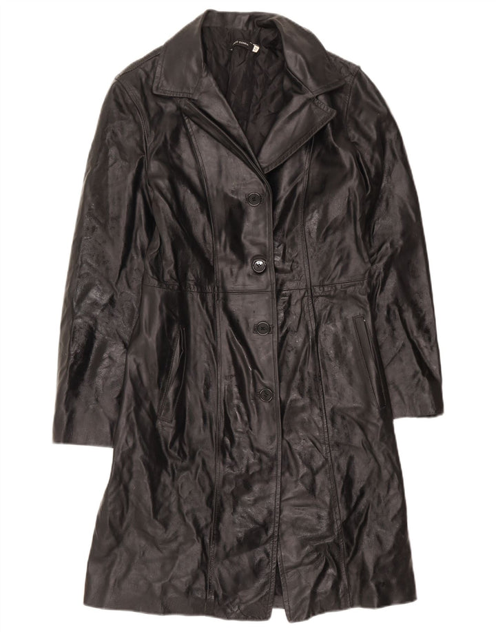 Vintage ženski kožni kaput UK 12 Srednja crna koža