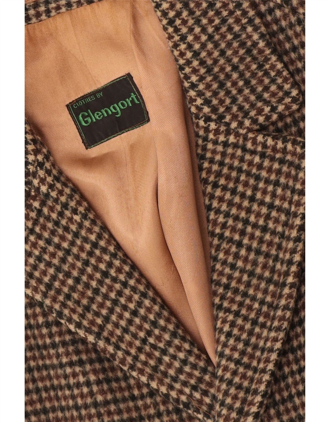 Vintage muški kaput UK 36 Small Brown Houndstooth