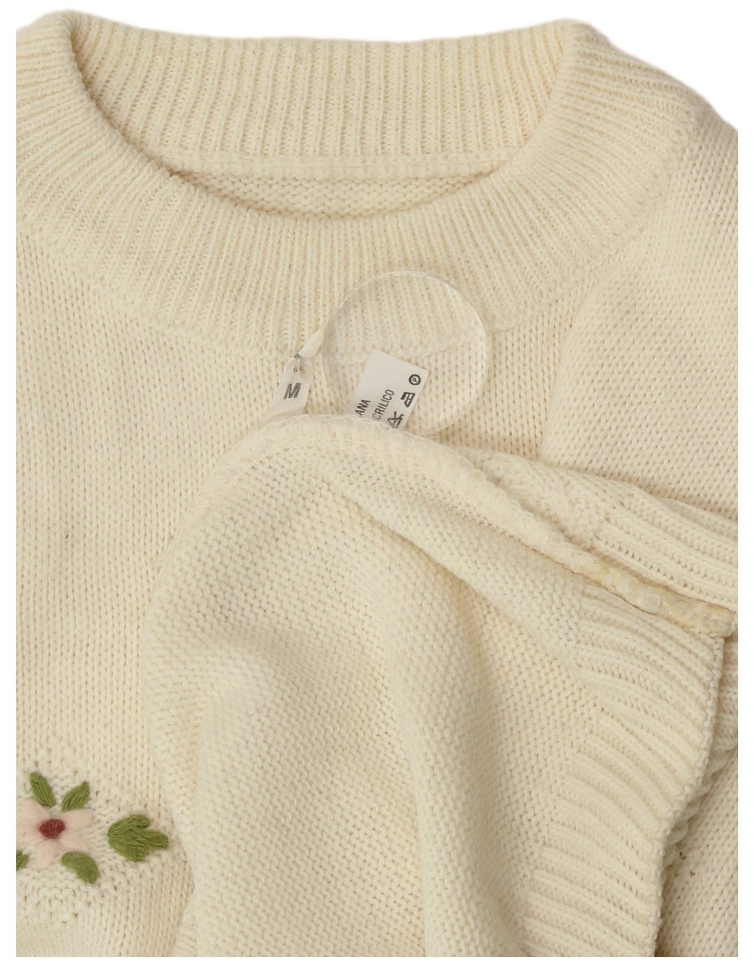 Vintage ženski džemper s okruglim izrezom UK 14 srednje bijele vune