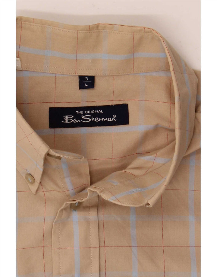 Ben Sherman muška košulja kratkih rukava veliki bež karirani