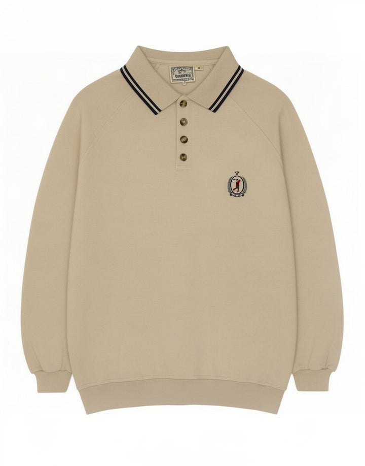 Vintage muška majica s polo izrezom Srednje bež pamuk