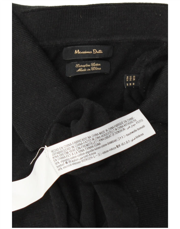 Massimo Dutti muški pulover s polo izrezom Srednji crni pamuk