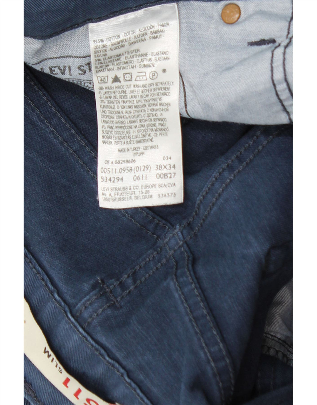 Levi's muške 511 uske traperice W38 L34 plavi pamuk