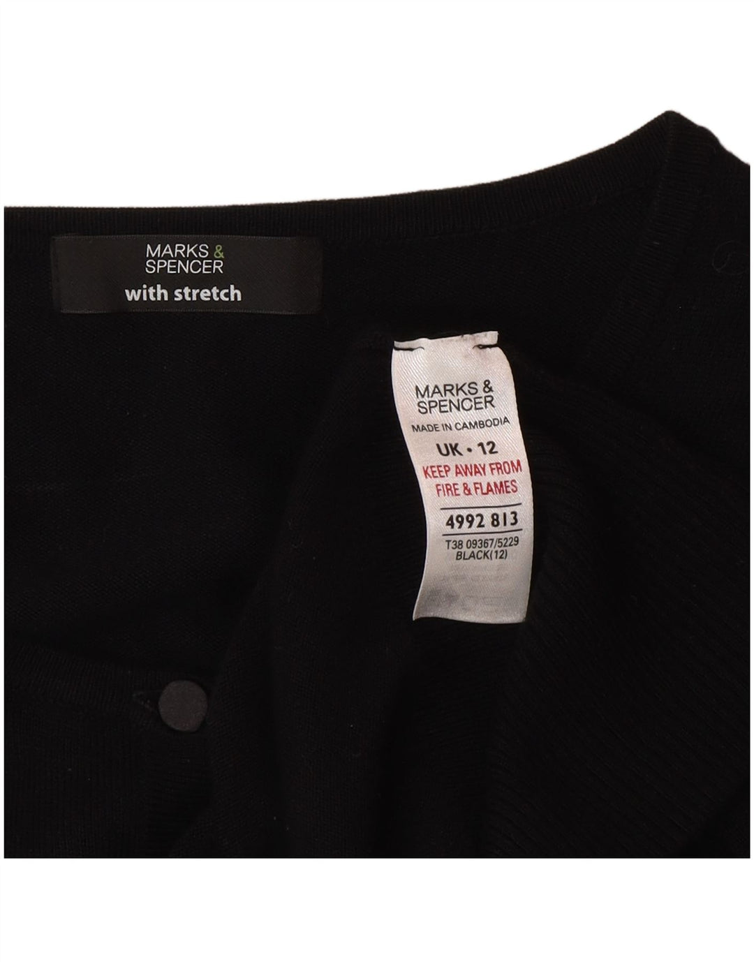 Marks & Spencer ženski kardigan pulover UK 12 Srednja crna viskoza