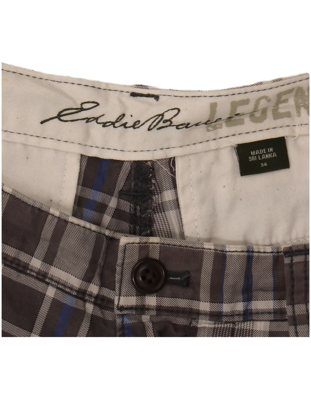 EDDIE BAUER Muške chino kratke hlače W34 velika siva karirana