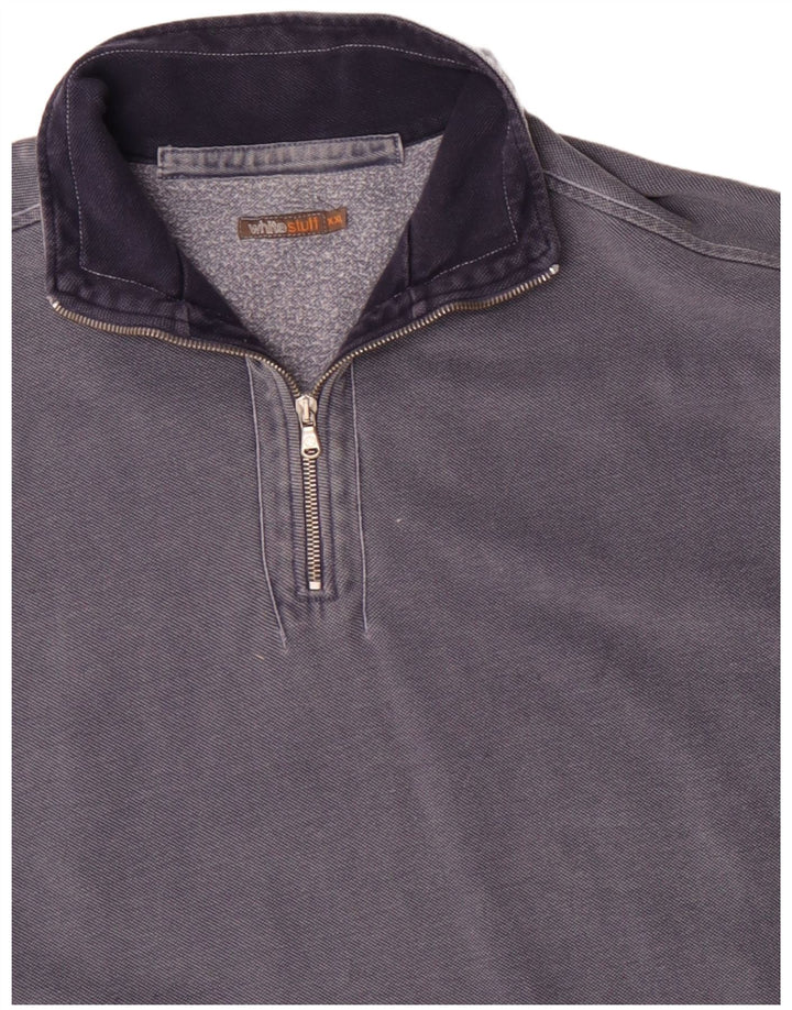 WHITE STUFF Muška majica s izrezom s patentnim zatvaračem 2XL tamnoplavi pamuk