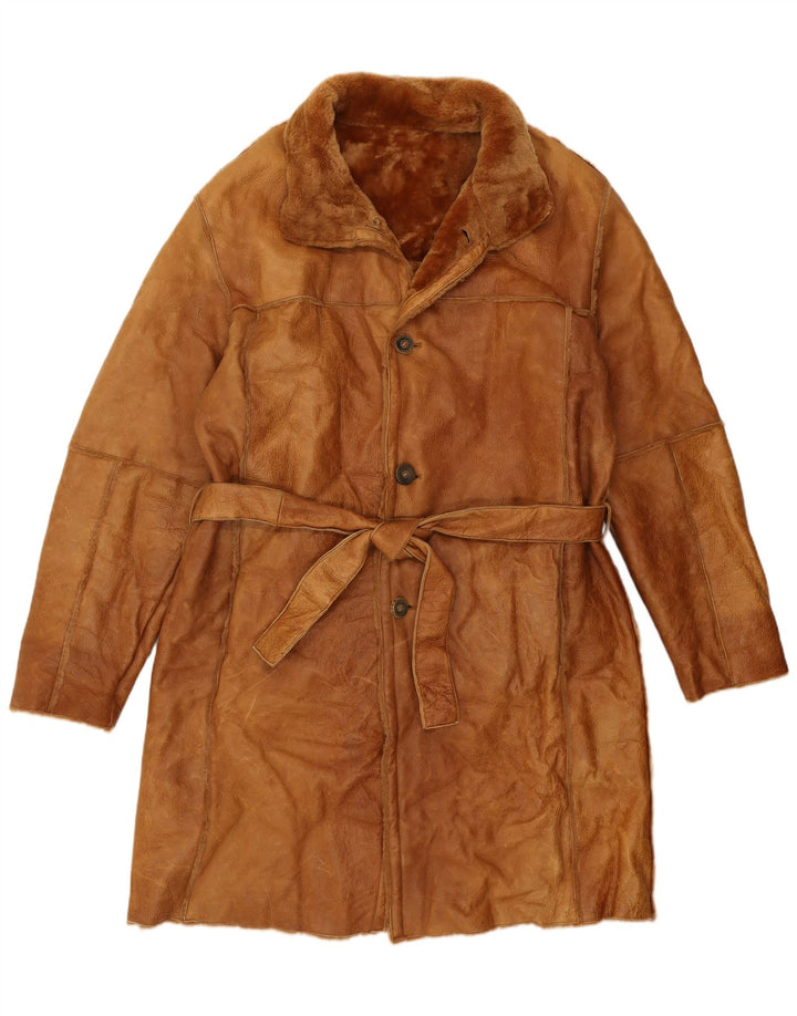 Vintage muški gornji kaput od šišanih šiša IT 52 XL, smeđi šišani kaput