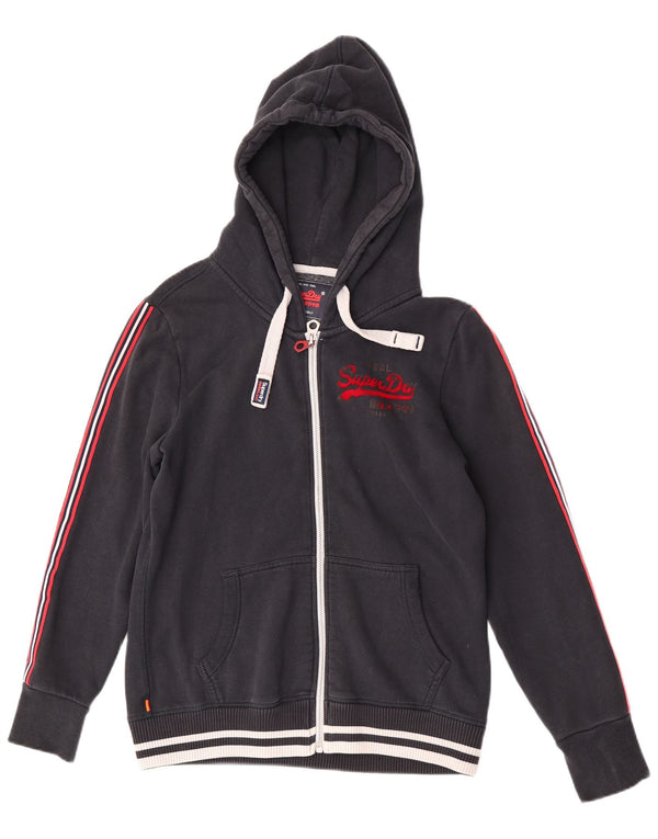 Superdry Womens Zip Hoodie Sweater UK 16 Large Navy Blue