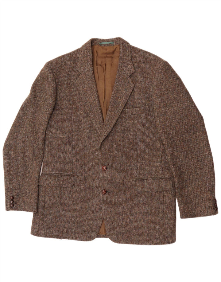 Harris Tweed Muški sako sa 2 gumba UK 40 Velika smeđa vuna riblja kost
